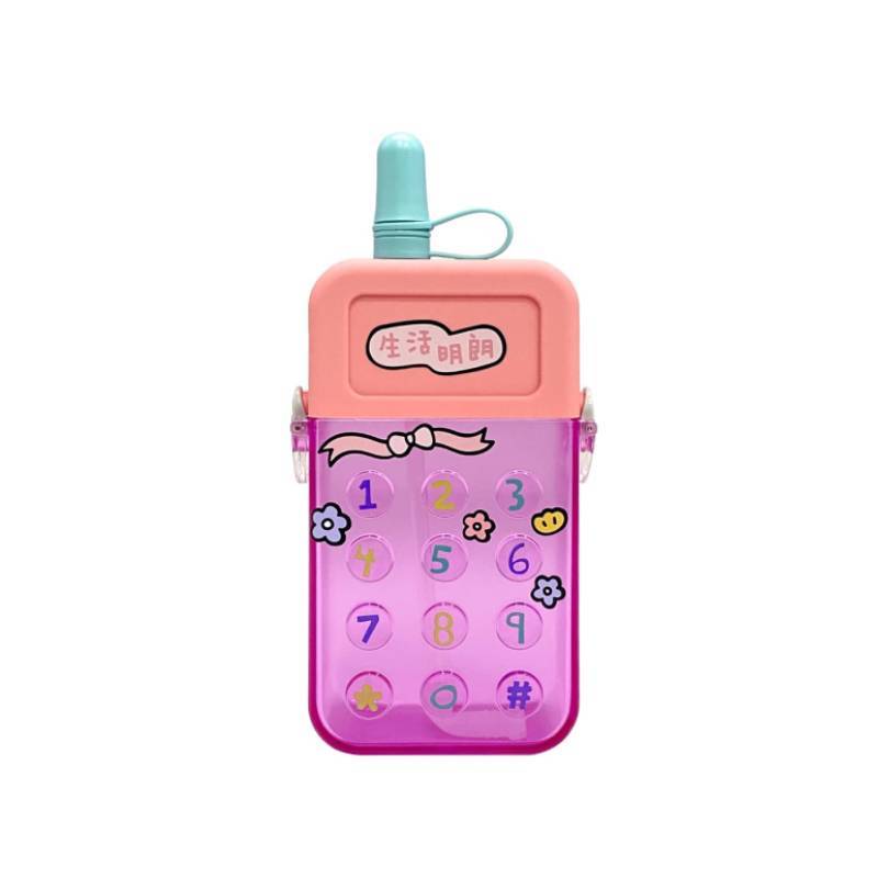 Water Bottle With Straw Pink 300ml