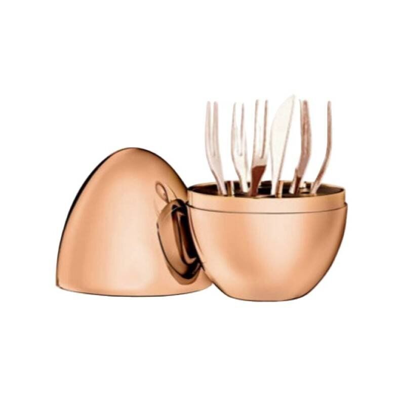 6pcs Fruit Fork Holder Egg Rose Gold