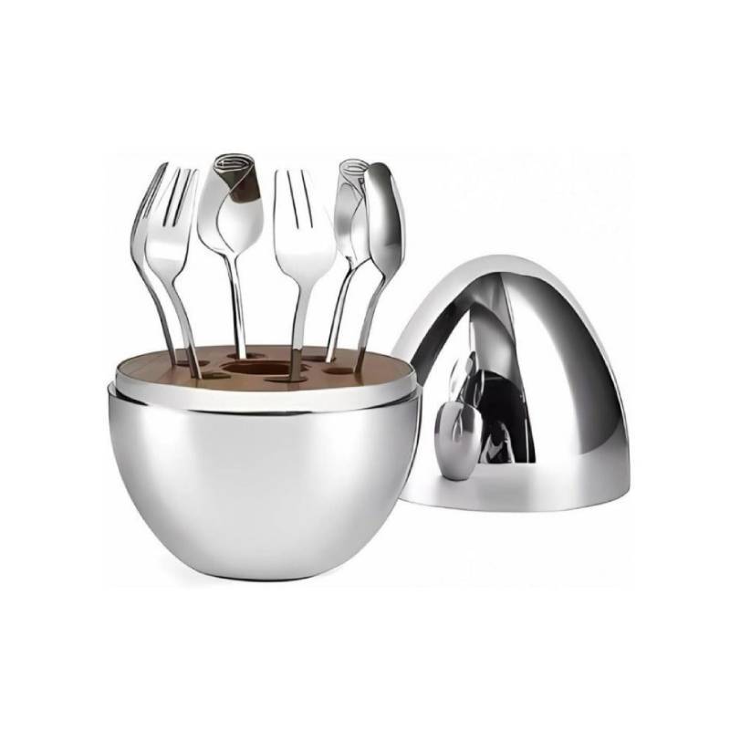 6pcs Fruit Fork Holder Egg Silver